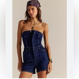 New Free People We The Free Dream Lover Denim Romper